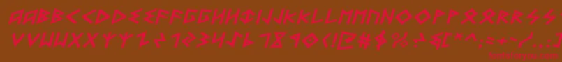 フォントHeorotExpandedItalic – 赤い文字が茶色の背景にあります。