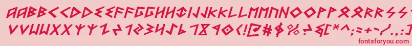 Fonte HeorotExpandedItalic – fontes vermelhas em um fundo rosa