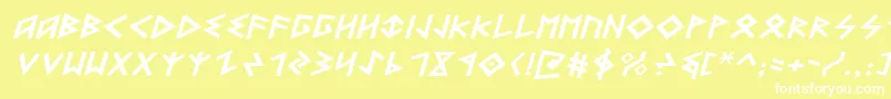 HeorotExpandedItalic Font – White Fonts on Yellow Background