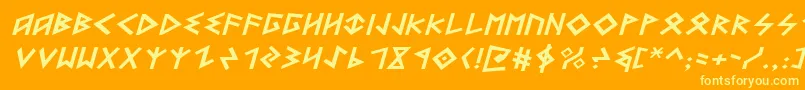 HeorotExpandedItalic-Schriftart – Gelbe Schriften auf orangefarbenem Hintergrund