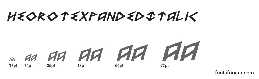 Размеры шрифта HeorotExpandedItalic