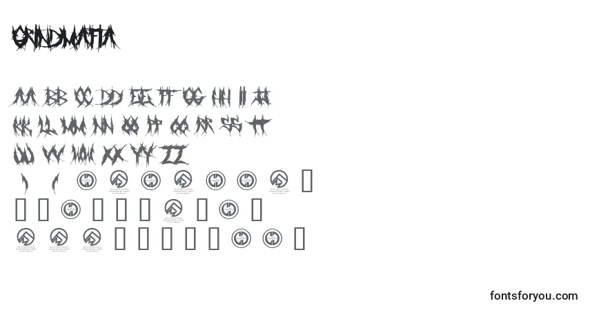 A fonte Grindmafia (114224) – alfabeto, números, caracteres especiais