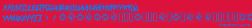 Grindmafia Font – Blue Fonts on Red Background