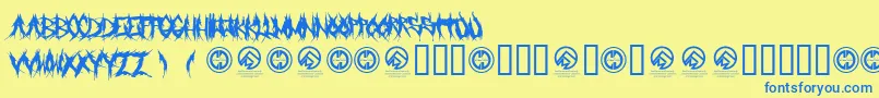 Grindmafia Font – Blue Fonts on Yellow Background