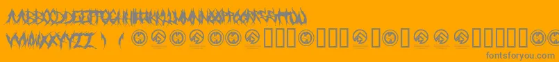 Grindmafia-Schriftart – Graue Schriften auf orangefarbenem Hintergrund