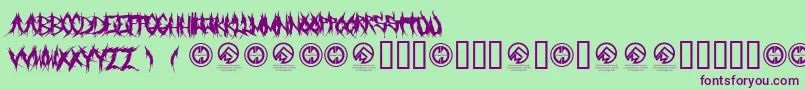 Grindmafia-Schriftart – Violette Schriften auf grünem Hintergrund