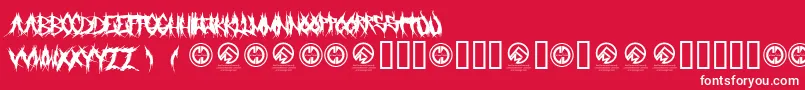 Police Grindmafia – polices blanches sur fond rouge