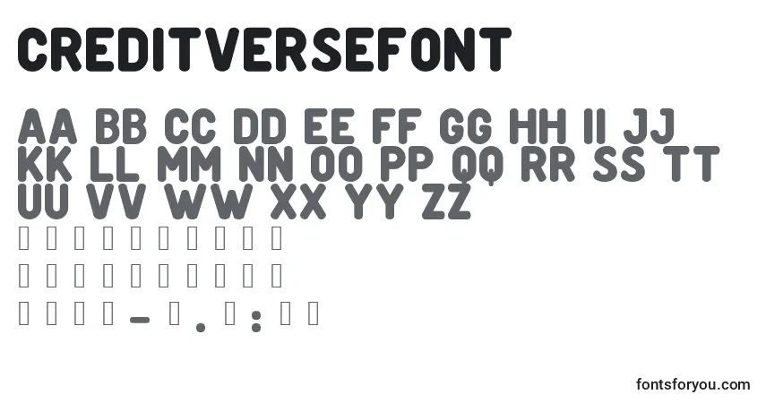 Schriftart CreditverseFont (114225) – Alphabet, Zahlen, spezielle Symbole