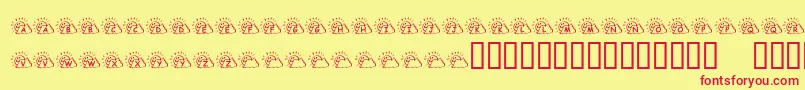 KrSunnyDays-Schriftart – Rote Schriften auf gelbem Hintergrund