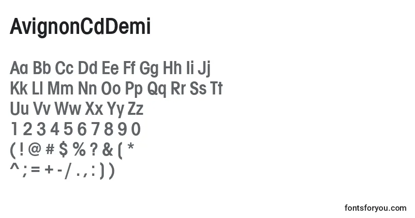 Шрифт AvignonCdDemi – алфавит, цифры, специальные символы