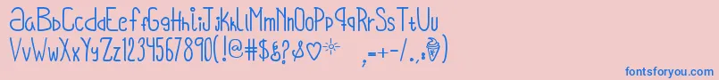 OhHelloVickie-fontti – siniset fontit vaaleanpunaisella taustalla