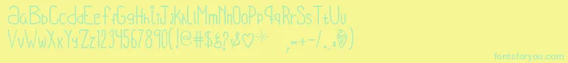 OhHelloVickie-Schriftart – Grüne Schriften auf gelbem Hintergrund