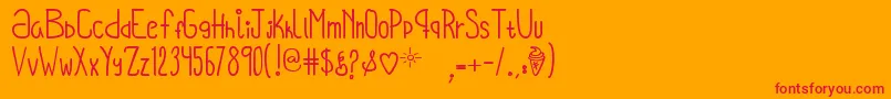 Fonte OhHelloVickie – fontes vermelhas em um fundo laranja
