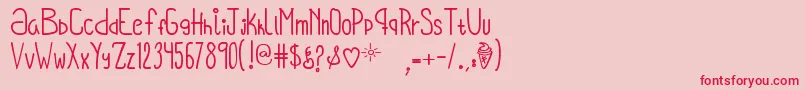 フォントOhHelloVickie – ピンクの背景に赤い文字