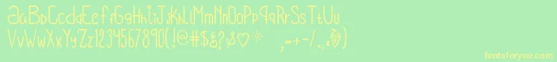 OhHelloVickie Font – Yellow Fonts on Green Background