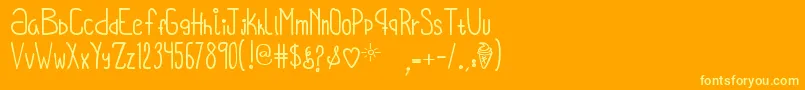 OhHelloVickie Font – Yellow Fonts on Orange Background