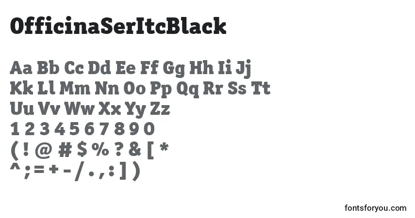 Czcionka OfficinaSerItcBlack – alfabet, cyfry, specjalne znaki