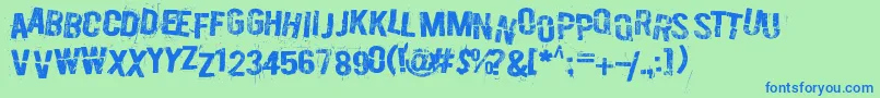 BurnOutFadeAway-Schriftart – Blaue Schriften auf grünem Hintergrund