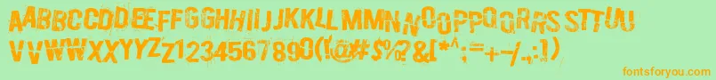 Weitere Informationen zur BurnOutFadeAway-Schriftart BurnOutFadeAway-Schriftart – Orangefarbene Schriften auf grünem Hintergrund