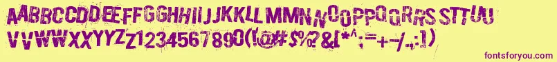 BurnOutFadeAway-Schriftart – Violette Schriften auf gelbem Hintergrund