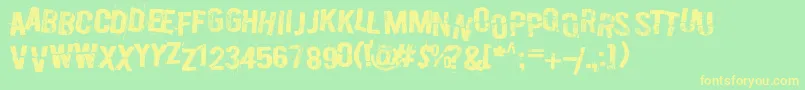 BurnOutFadeAway-Schriftart – Gelbe Schriften auf grünem Hintergrund