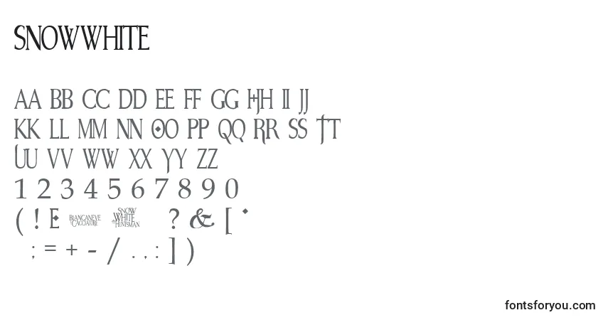 A fonte SnowWhite – alfabeto, números, caracteres especiais