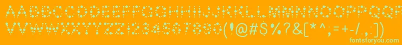 Bubble ffy-Schriftart – Grüne Schriften auf orangefarbenem Hintergrund