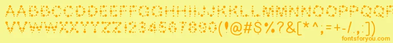 Bubble ffy-Schriftart – Orangefarbene Schriften auf gelbem Hintergrund