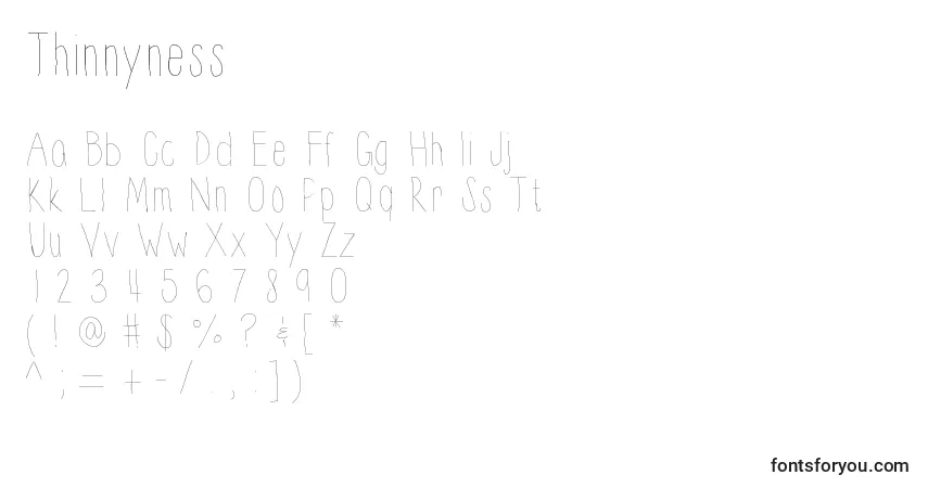 Шрифт Thinnyness – алфавит, цифры, специальные символы