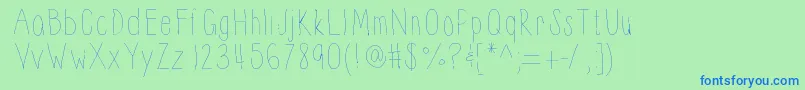 Thinnyness-Schriftart – Blaue Schriften auf grünem Hintergrund