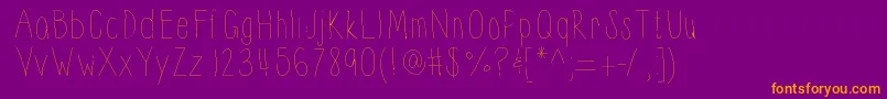 Thinnyness-Schriftart – Orangefarbene Schriften auf violettem Hintergrund