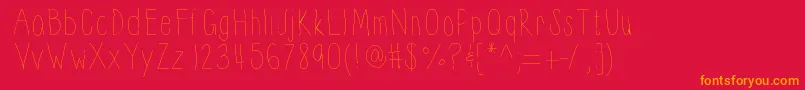 Thinnyness-Schriftart – Orangefarbene Schriften auf rotem Hintergrund