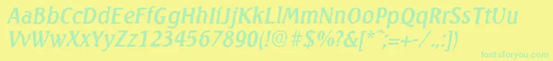 Fonte SeagullantiqueItalic – fontes verdes em um fundo amarelo