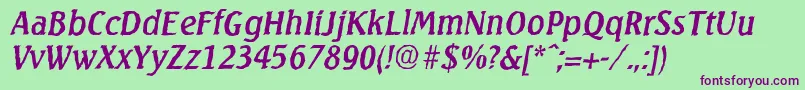 SeagullantiqueItalic Font – Purple Fonts on Green Background