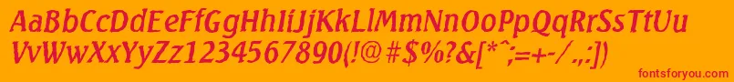 SeagullantiqueItalic-Schriftart – Rote Schriften auf orangefarbenem Hintergrund