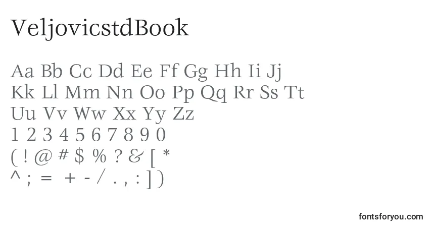 A fonte VeljovicstdBook – alfabeto, números, caracteres especiais