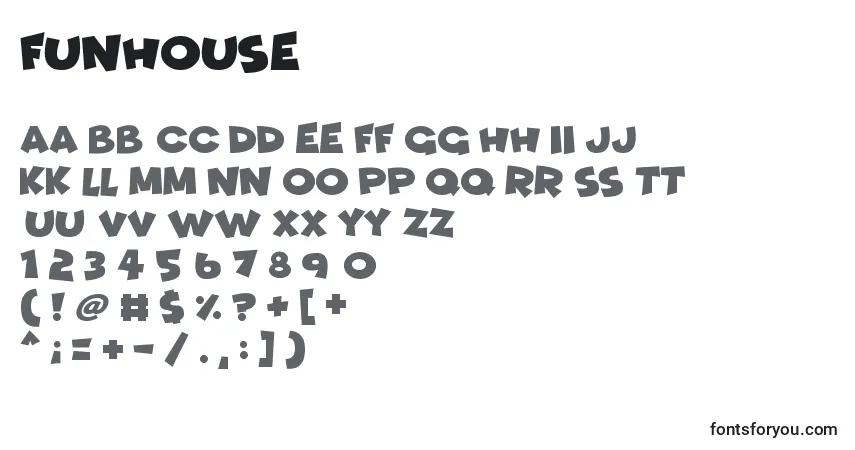 A fonte Funhouse – alfabeto, números, caracteres especiais