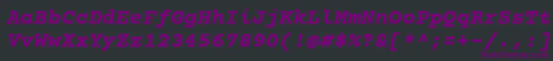 Czcionka Courierprime Bolditalic – fioletowe czcionki na czarnym tle