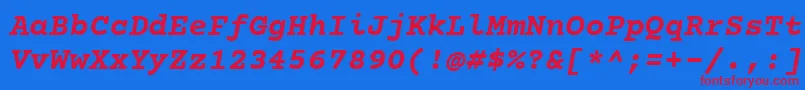 フォントCourierprime Bolditalic – 赤い文字の青い背景