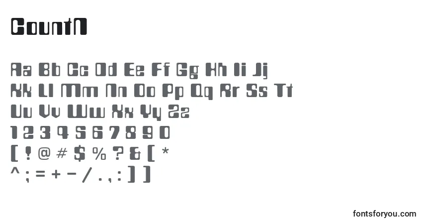 A fonte CountN – alfabeto, números, caracteres especiais