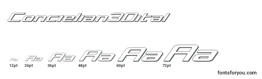 Concielian3Dital Font Sizes