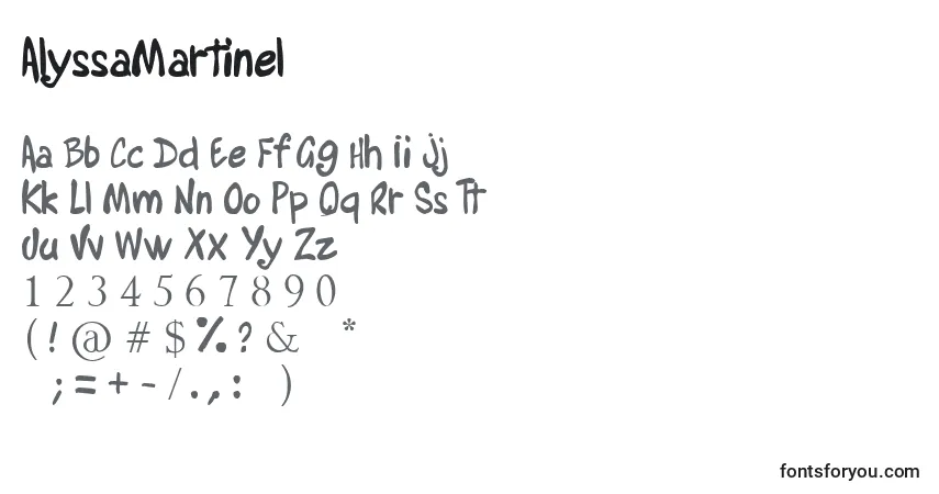 A fonte AlyssaMartinel – alfabeto, números, caracteres especiais