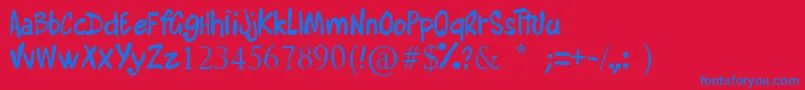 AlyssaMartinel-Schriftart – Blaue Schriften auf rotem Hintergrund
