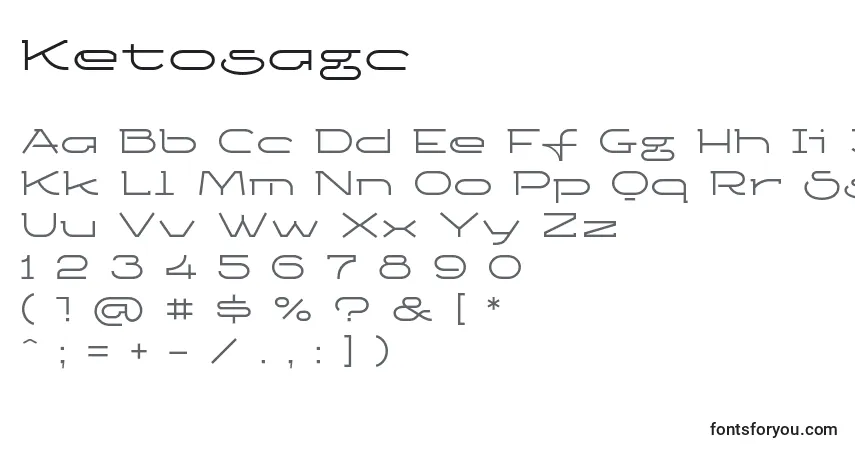 Schriftart Ketosagc – Alphabet, Zahlen, spezielle Symbole