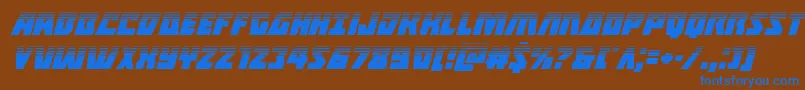 Halfshellherohalfital-Schriftart – Blaue Schriften auf braunem Hintergrund