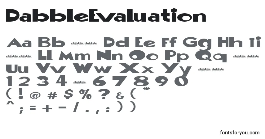 DabbleEvaluation-fontti – aakkoset, numerot, erikoismerkit