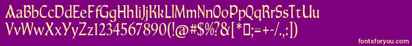 Tara Type Font – Yellow Fonts on Purple Background