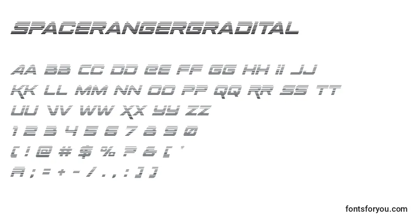 A fonte Spacerangergradital – alfabeto, números, caracteres especiais