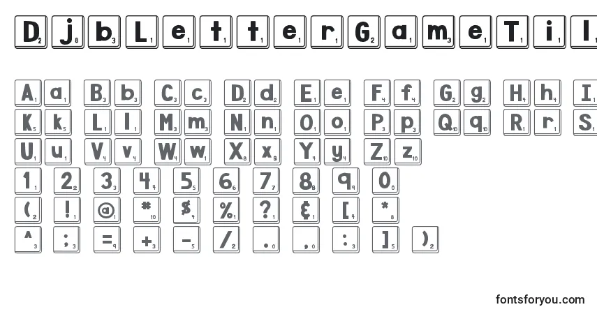 A fonte DjbLetterGameTiles – alfabeto, números, caracteres especiais