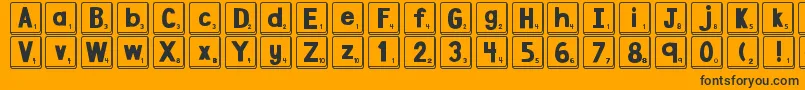 DjbLetterGameTiles Font – Black Fonts on Orange Background